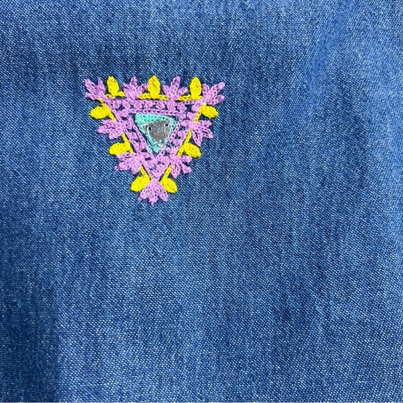 Zara Chambray Embroidered Midi Dress Women Small Halter Neck - Picture 4 of 15